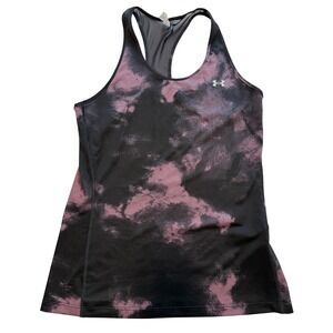 Under Armour Athletic Tank Top Women Small Black Purple Tie Dye Racerback Fitted